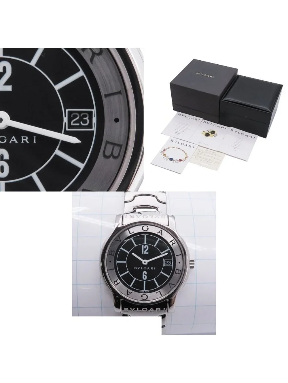 Bvlgari Solotempo Black Stainless Steel Watch Quartz